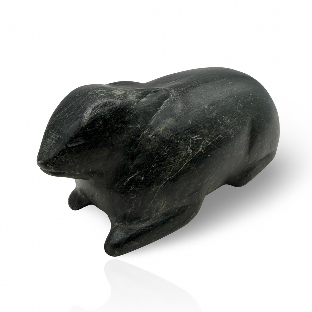Vintage Inuit Hand-Carved Soapstone Rabbit Hare Folk Art Sculpture Signed Canada